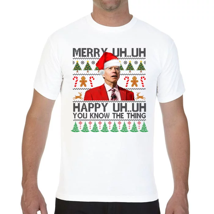 Funny Santa Joe Biden Merry Uh Uh Christmas Ugly Comfort Colors T-Shirt