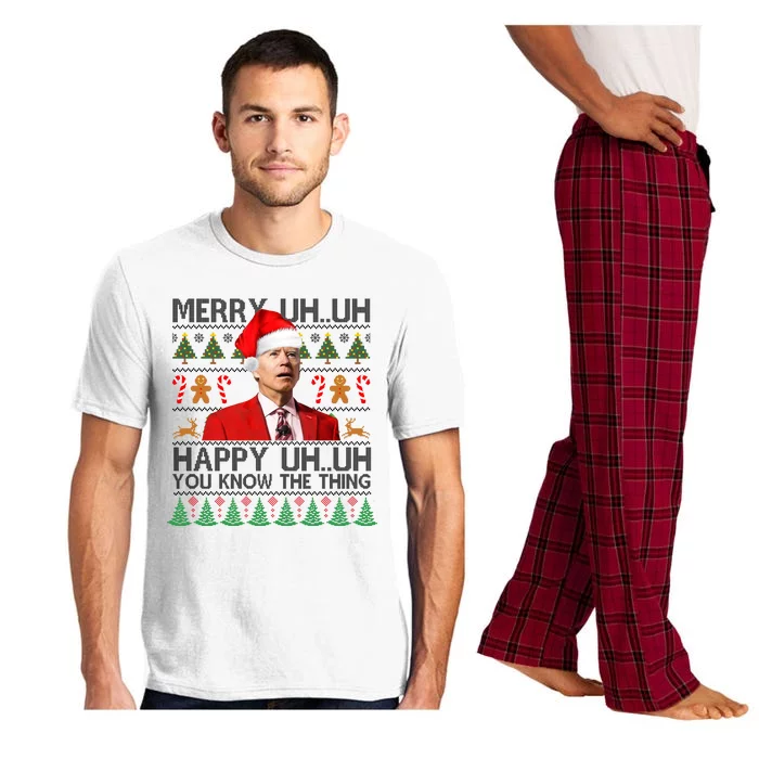 Funny Santa Joe Biden Merry Uh Uh Christmas Ugly Pajama Set