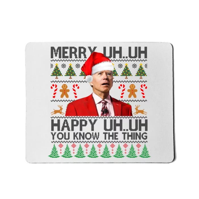 Funny Santa Joe Biden Merry Uh Uh Christmas Ugly Mousepad