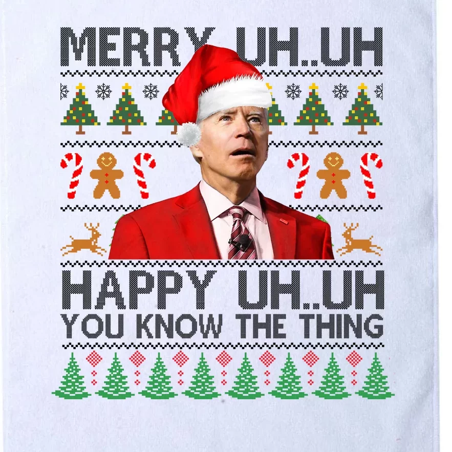 Funny Santa Joe Biden Merry Uh Uh Christmas Ugly Platinum Collection Golf Towel