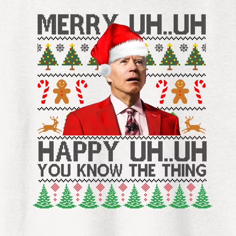 Funny Santa Joe Biden Merry Uh Uh Christmas Ugly Women's Crop Top Tee