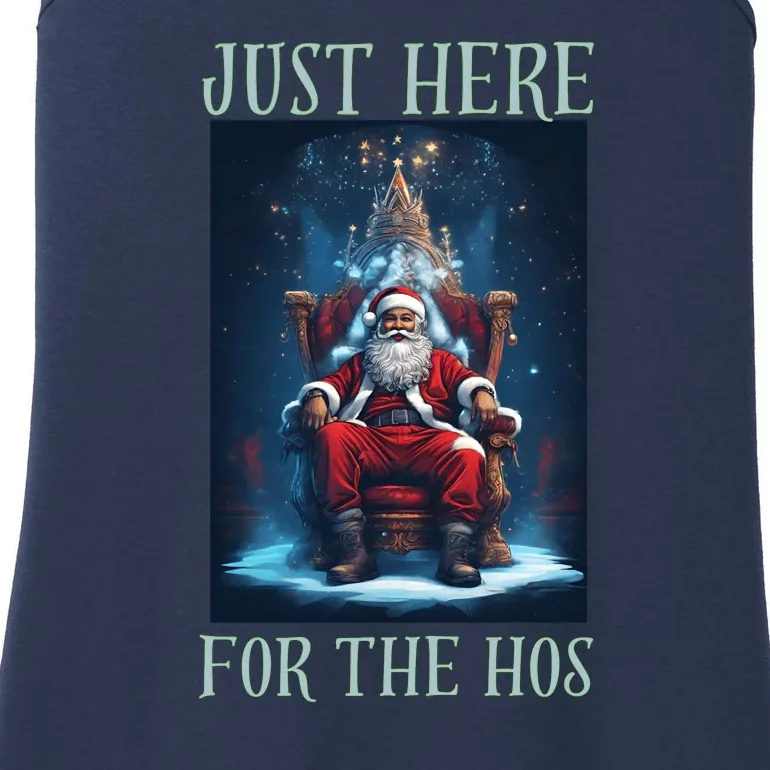 Funny Santa Just Here For The Hos Ladies Essential Tank