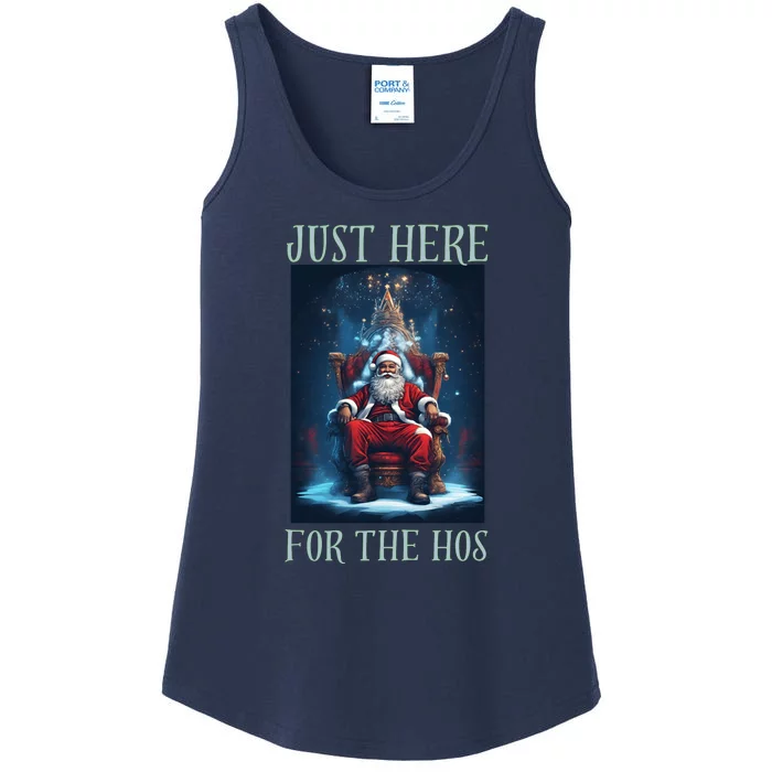 Funny Santa Just Here For The Hos Ladies Essential Tank