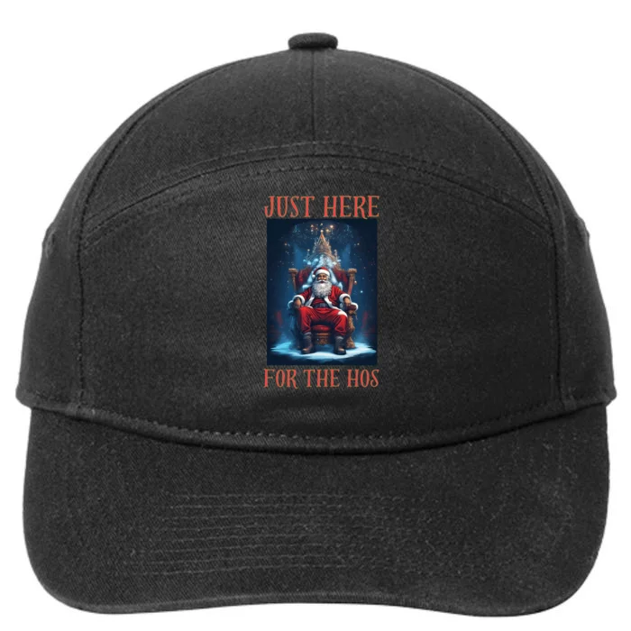 Funny Santa Just Here For The Hos 7-Panel Snapback Hat