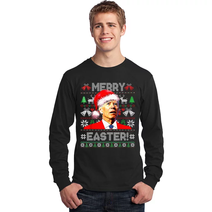 Funny Santa Joe Biden Happy Easter Ugly Christmas Sweater Long Sleeve Shirt