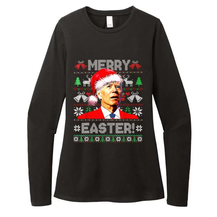 Funny Santa Joe Biden Happy Easter Ugly Christmas Sweater Womens CVC Long Sleeve Shirt