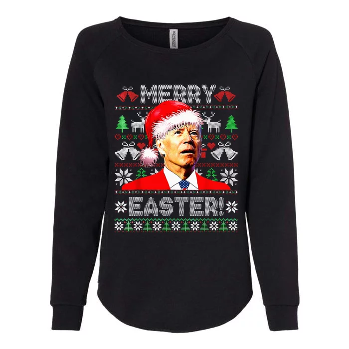 Funny Santa Joe Biden Happy Easter Ugly Christmas Sweater Womens California Wash Sweatshirt