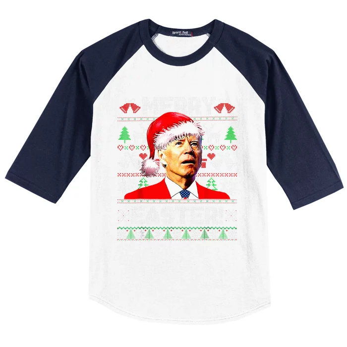 Funny Santa Joe Biden Happy Easter Ugly Christmas Sweater Baseball Sleeve Shirt