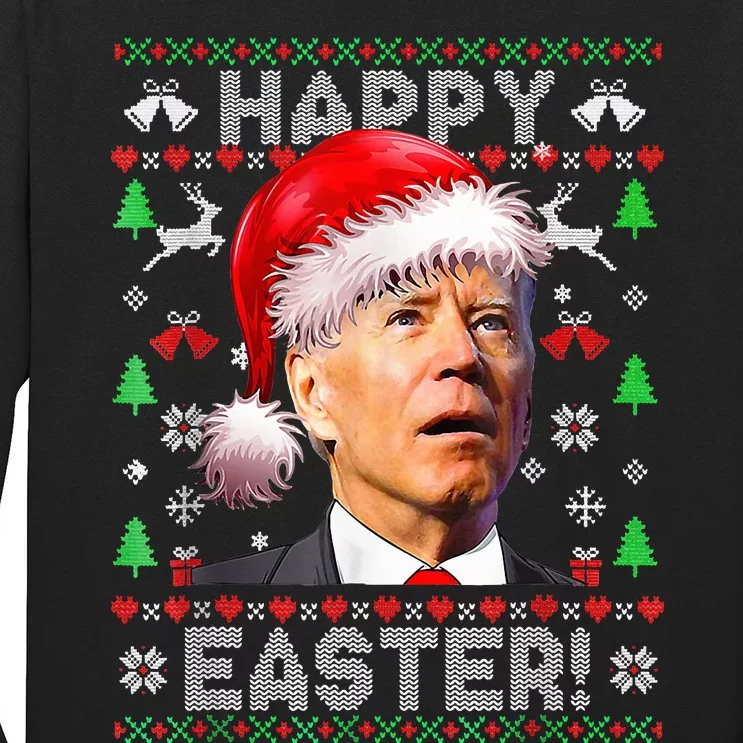 Funny Santa Joe Biden Happy Easter Ugly Christmas Long Sleeve Shirt