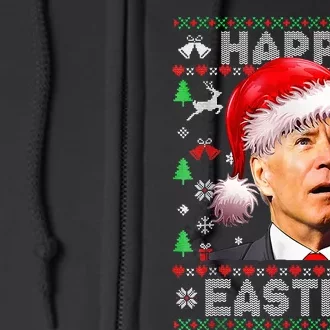 Funny Santa Joe Biden Happy Easter Ugly Christmas Full Zip Hoodie