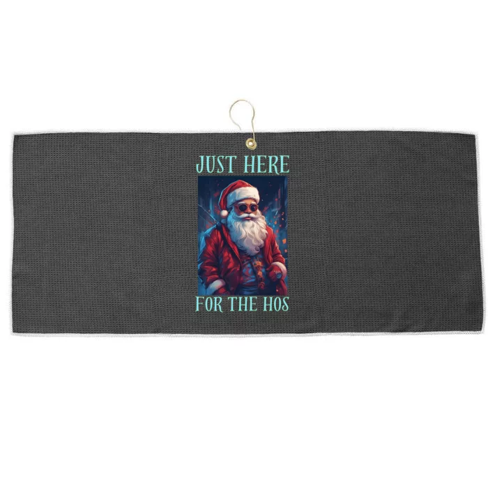 Funny Santa Just Here For The Hos Large Microfiber Waffle Golf Towel