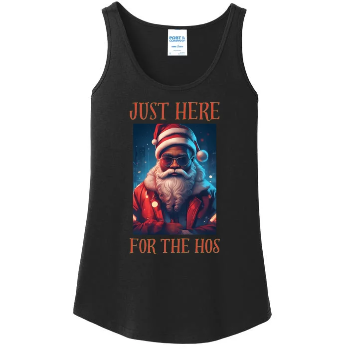 Funny Santa Just Here For The Hos Ladies Essential Tank