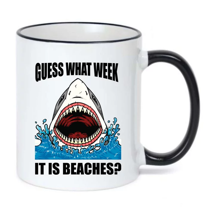 Funny Shark Joke Guess What Week It Is Sarcastic Party Beach Gift Black Color Changing Mug