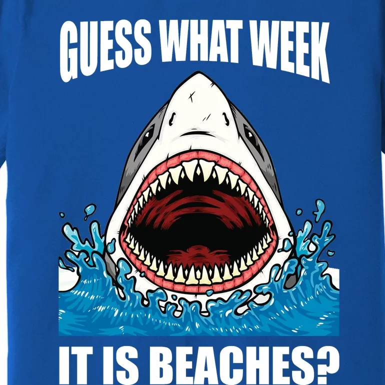 Funny Shark Joke Guess What Week It Is Sarcastic Party Beach Gift Premium T-Shirt