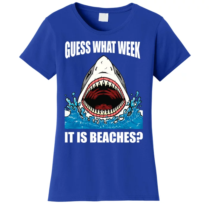 Funny Shark Joke Guess What Week It Is Sarcastic Party Beach Gift Women's T-Shirt