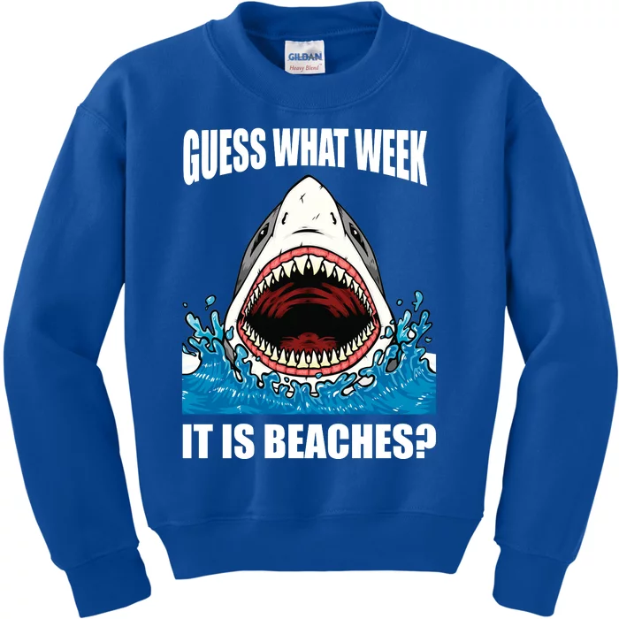 Funny Shark Joke Guess What Week It Is Sarcastic Party Beach Gift Kids Sweatshirt