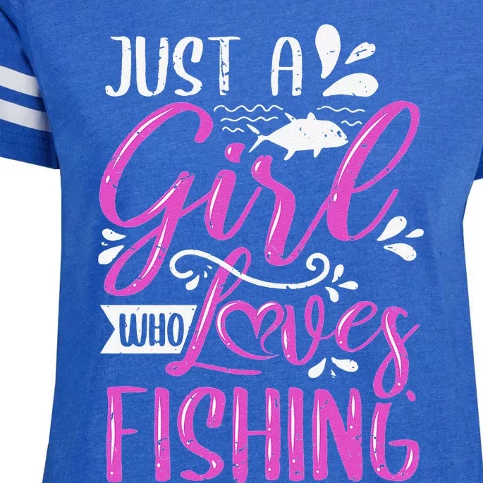 Fishers Sayings Just A Who Loves Fishing Enza Ladies Jersey Football T-Shirt