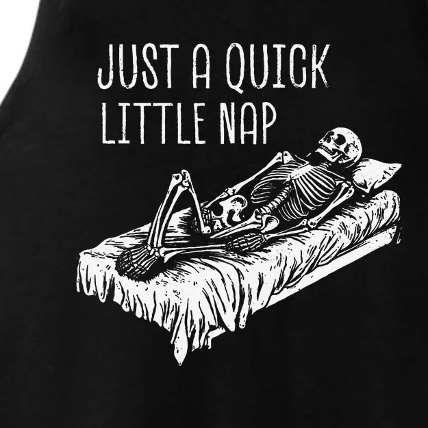 Funny Skeleton Just A Quick Little Nap Halloween Dead Tired Ladies Tri-Blend Wicking Tank