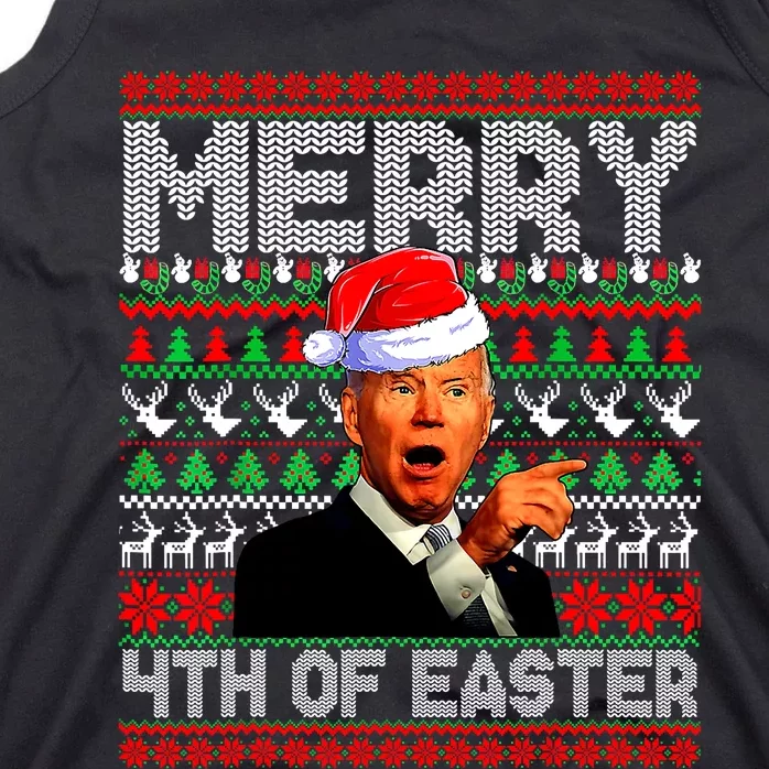 Funny Santa Joe Biden Merry 4th Of Easter Ugly Christmas Tank Top