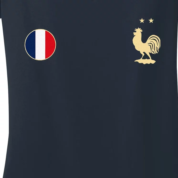 France Soccer Jersey Football Roosters & Flag Women's V-Neck T-Shirt