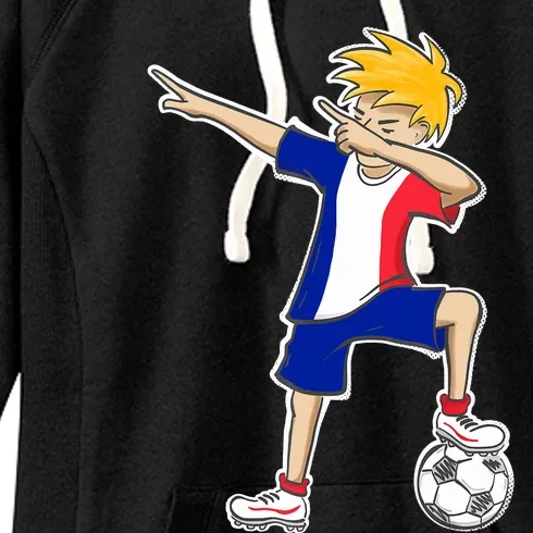 France Soccer Jersey Dabbing Boy French Flag Women's Fleece Hoodie