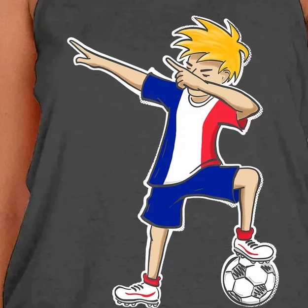 France Soccer Jersey Dabbing Boy French Flag Women's Knotted Racerback Tank