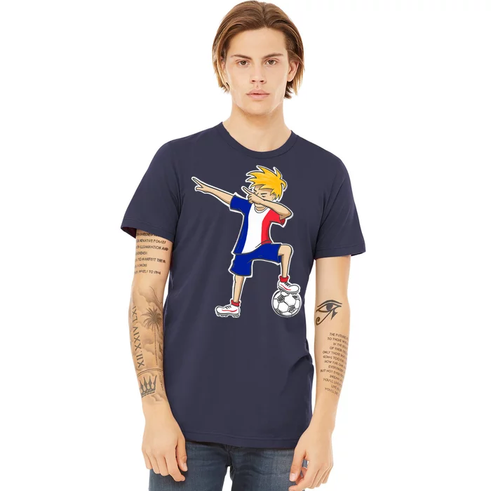 France Soccer Jersey Dabbing Boy French Flag Premium T-Shirt