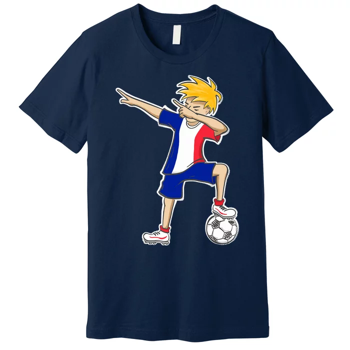 France Soccer Jersey Dabbing Boy French Flag Premium T-Shirt