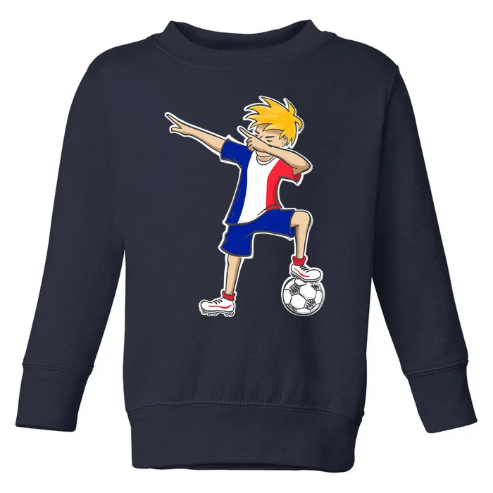 France Soccer Jersey Dabbing Boy French Flag Toddler Sweatshirt