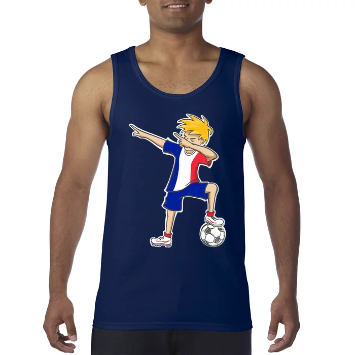 France Soccer Jersey Dabbing Boy French Flag Tank Top