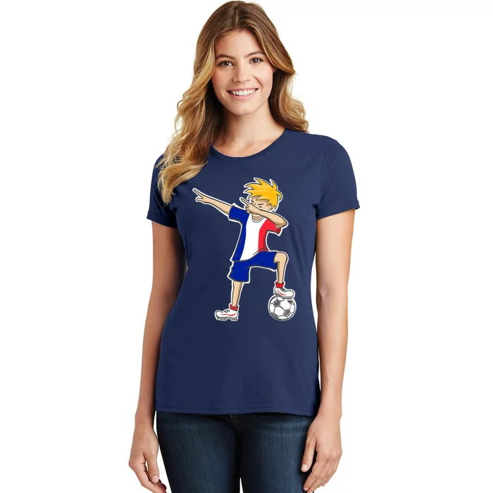 France Soccer Jersey Dabbing Boy French Flag Women's T-Shirt