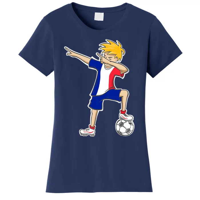 France Soccer Jersey Dabbing Boy French Flag Women's T-Shirt