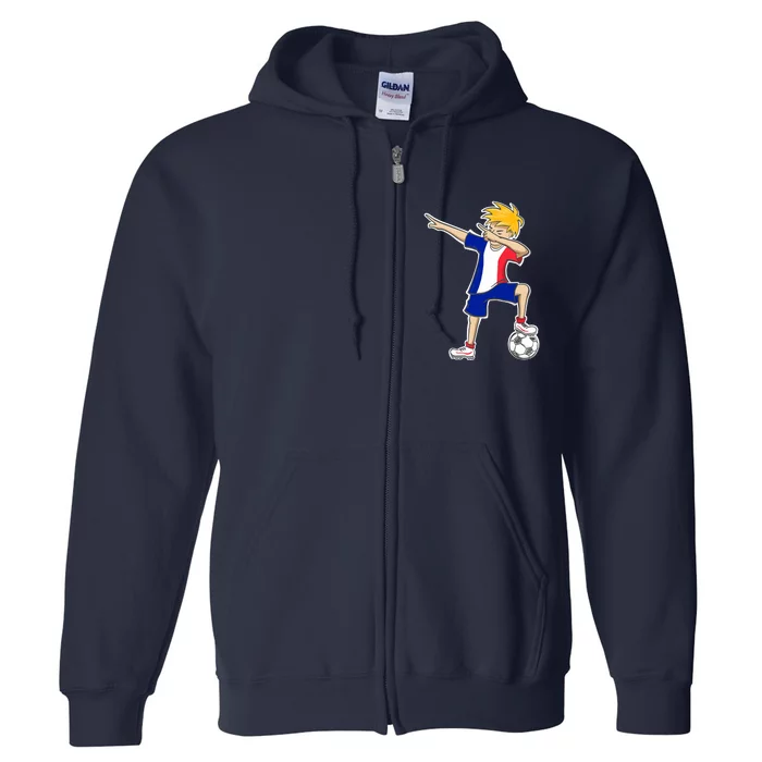 France Soccer Jersey Dabbing Boy French Flag Full Zip Hoodie