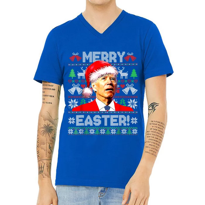 Funny Santa Joe Biden Happy Easter Ugly Christmas Sweater Great Gift V-Neck T-Shirt