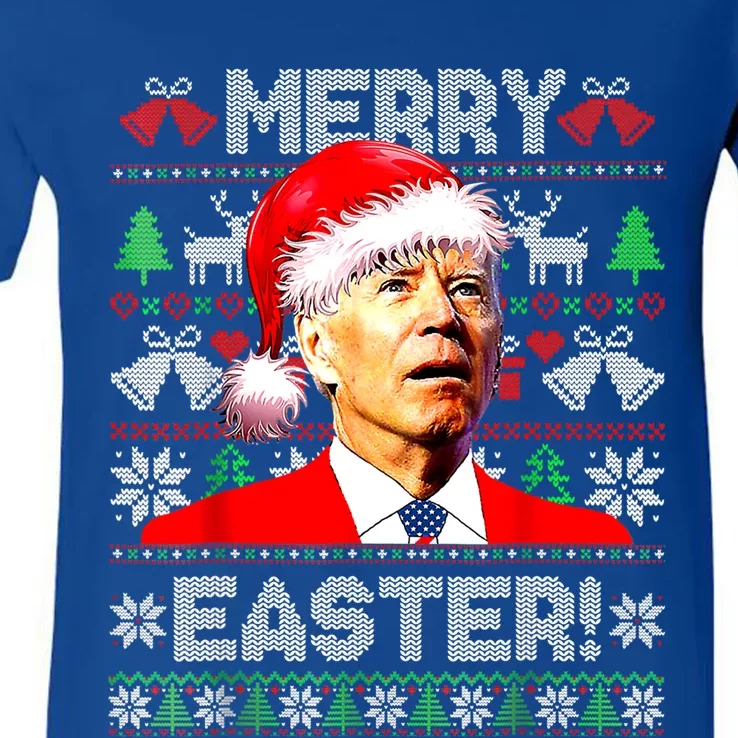 Funny Santa Joe Biden Happy Easter Ugly Christmas Sweater Great Gift V-Neck T-Shirt