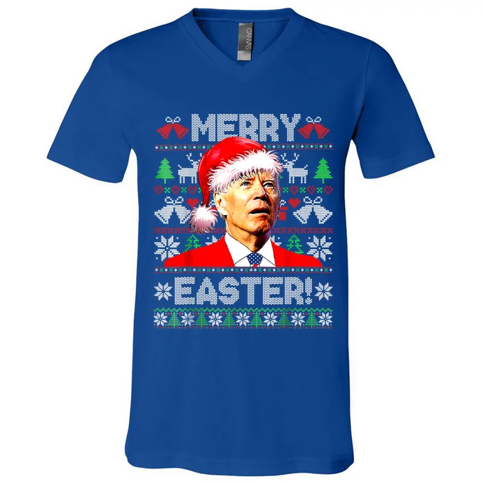 Funny Santa Joe Biden Happy Easter Ugly Christmas Sweater Great Gift V-Neck T-Shirt