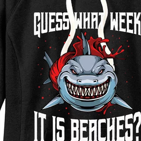 Funny Shark Joke Guess What Week It Is Sarcastic Party Beach Women's Fleece Hoodie