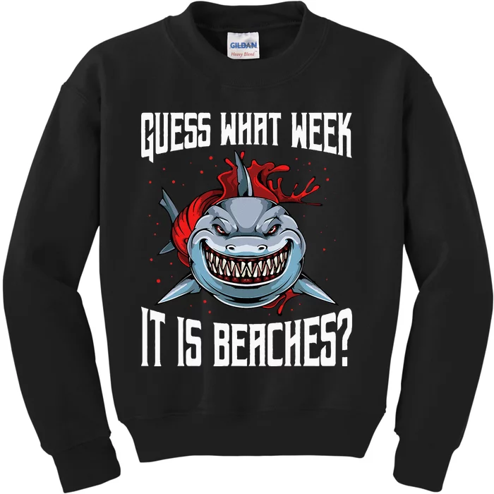 Funny Shark Joke Guess What Week It Is Sarcastic Party Beach Kids Sweatshirt