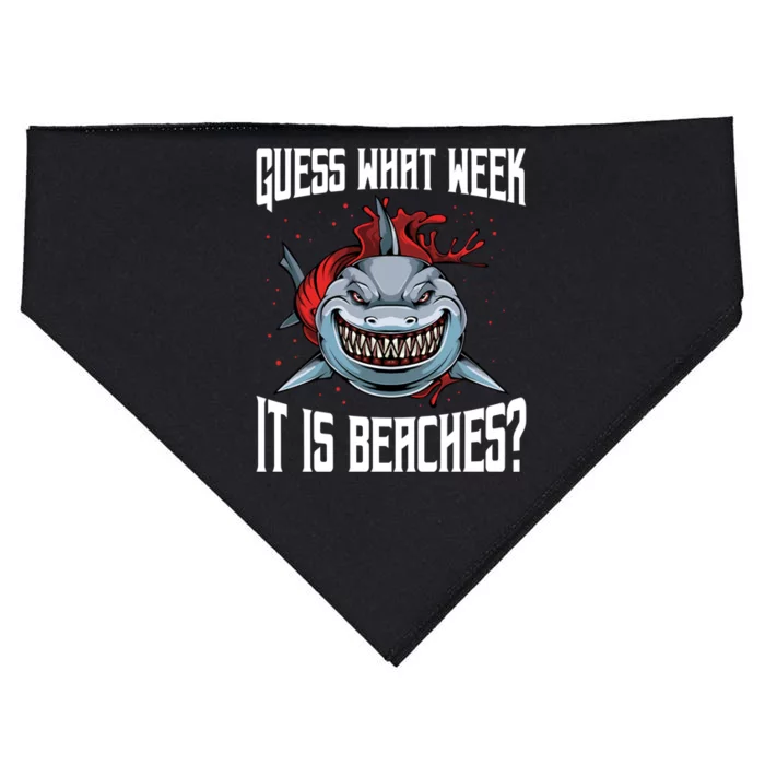 Funny Shark Joke Guess What Week It Is Sarcastic Party Beach Gift USA-Made Doggie Bandana