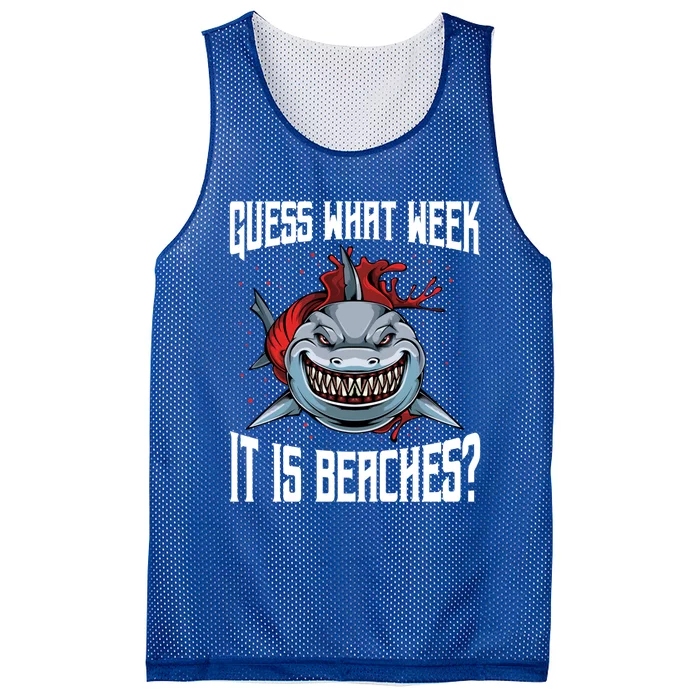 Funny Shark Joke Guess What Week It Is Sarcastic Party Beach Gift Mesh Reversible Basketball Jersey Tank