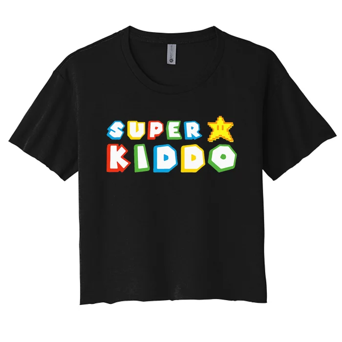 Funny Super Kiddo Humor Gaming Lovers Women's Crop Top Tee