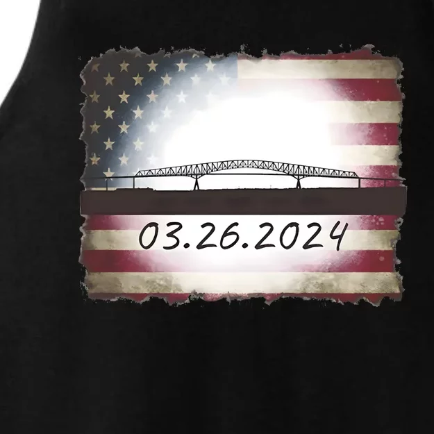 Francis Scott Key Bridge Collapse Baltimore Ladies Tri-Blend Wicking Tank