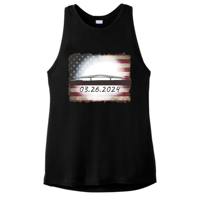 Francis Scott Key Bridge Collapse Baltimore Ladies Tri-Blend Wicking Tank