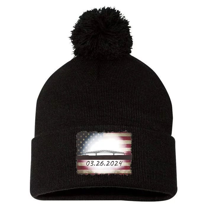 Francis Scott Key Bridge Collapse Baltimore Pom Pom 12in Knit Beanie