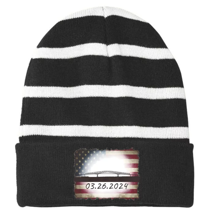 Francis Scott Key Bridge Collapse Baltimore Striped Beanie with Solid Band