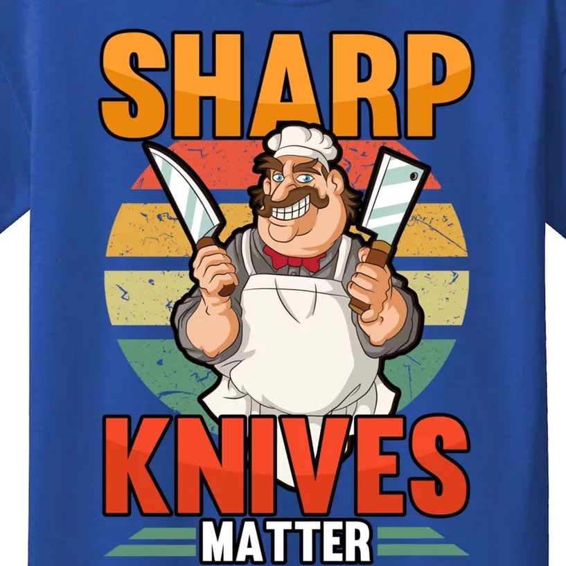 Funny Sharp Knives Matter Butcher Chef Meat Smoker Gift Kids T-Shirt