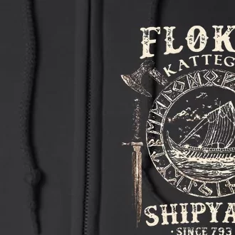 Flokis Shipyard Kattegat Viking Ship And Sword Gift Full Zip Hoodie