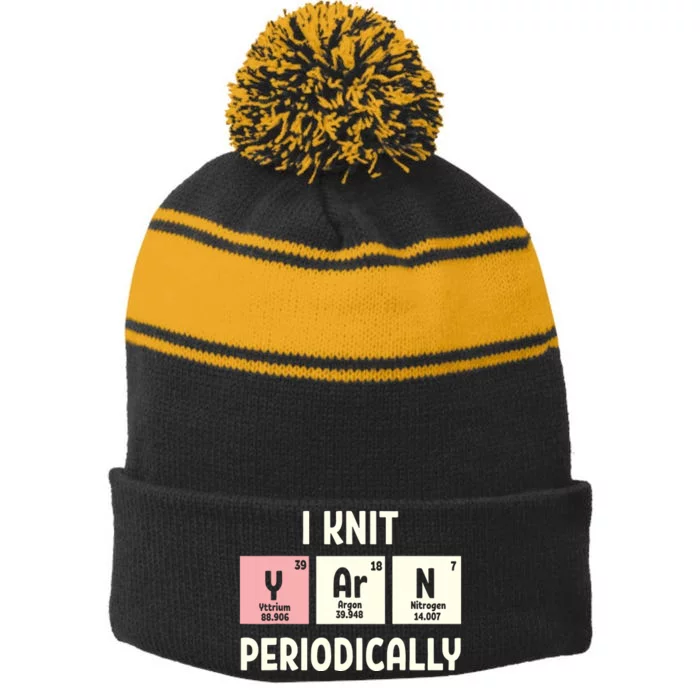 Funny Scientist Knitting I Knit Yarn Periodically Crochet Stripe Pom Pom Beanie