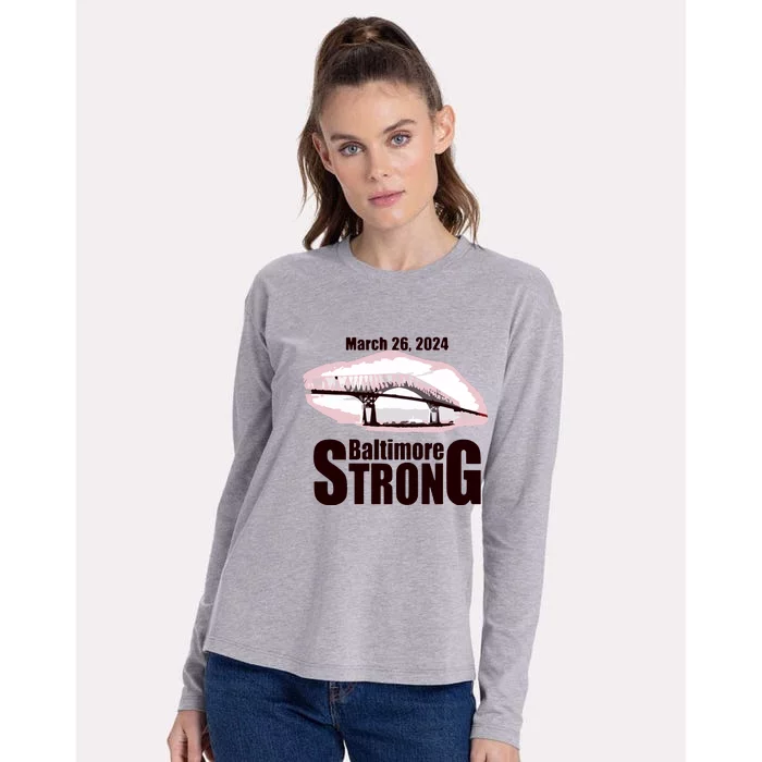 Francis Scott Key Bridge Strong Baltimore Bridge Strong Womens Cotton Relaxed Long Sleeve T-Shirt