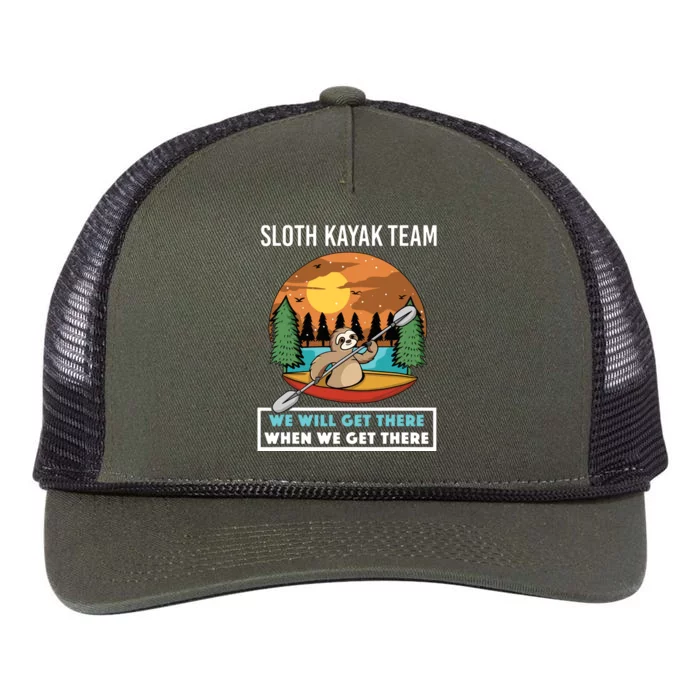 Funny Sloth Kayaking Art Fo Kayaker Crew Retro Rope Trucker Hat Cap